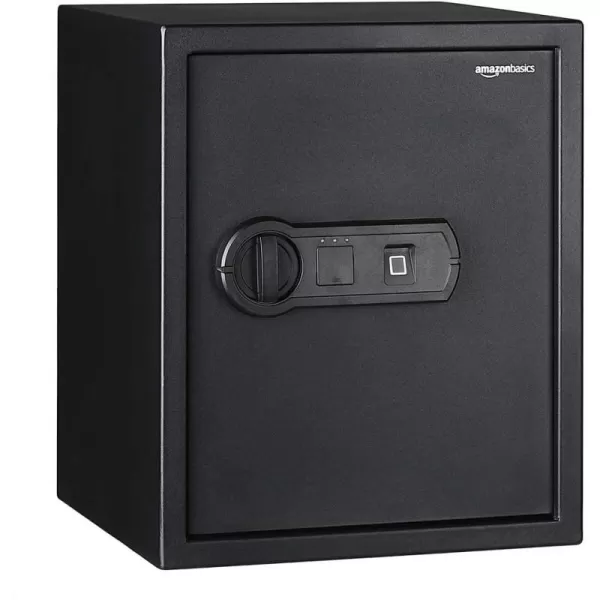 Amazon Basics Steel Home Security Electronic Safe with Programmable Keypad Lock Secure Documents Jewelry Valuables 12 Cubic Feet Black 13W x 13D x 142H152 Cubic Feet Fingerprint Lock