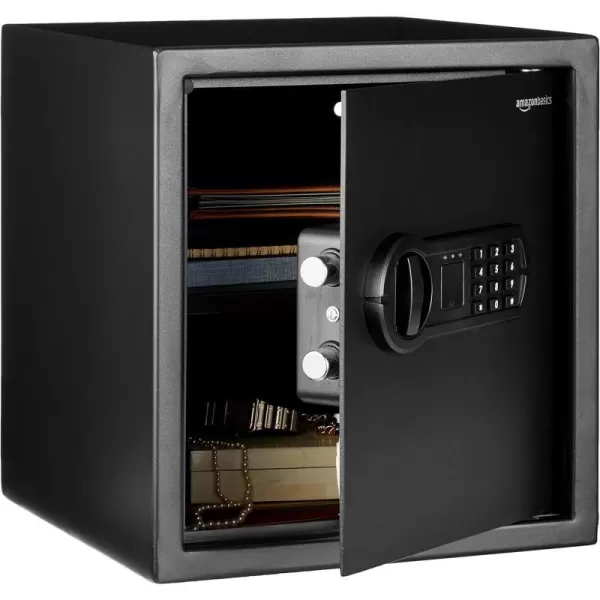 Amazon Basics Steel Home Security Electronic Safe with Programmable Keypad Lock Secure Documents Jewelry Valuables 12 Cubic Feet Black 13W x 13D x 142H12 Cubic Feet Keypad Lock