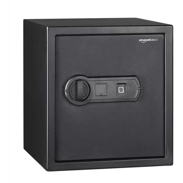Amazon Basics Steel Home Security Electronic Safe with Programmable Keypad Lock Secure Documents Jewelry Valuables 12 Cubic Feet Black 13W x 13D x 142H12 Cubic Feet Fingerprint Lock