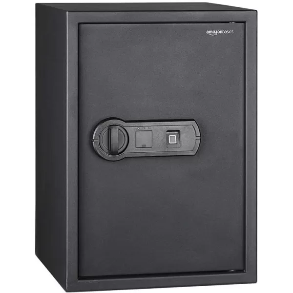 Amazon Basics Steel Home Security Electronic Safe with Programmable Keypad Lock Secure Documents Jewelry Valuables 12 Cubic Feet Black 13W x 13D x 142H18 Cubic Feet Fingerprint Lock