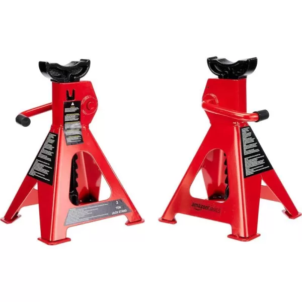 Amazon Basics Steel Jack Auto Stands 2 Ton Capacity RedBlack2 Ton Capacity