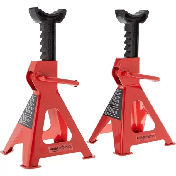 Amazon Basics Steel Jack Auto Stands 3 Ton Capacity 1 Pair Black and Red3 Ton Capacity