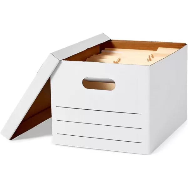 Amazon Basics Storage and Filing Boxes With Lid and Handles LegalLetter Size Basic Duty Pack of 20 White 162 L x 125 W x 105 H12Pack Heavy Duty