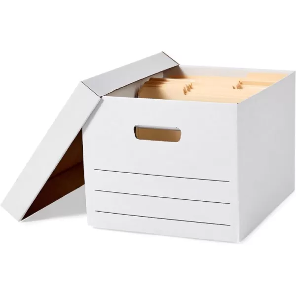 Amazon Basics Storage and Filing Boxes With Lid and Handles LegalLetter Size Basic Duty Pack of 20 White 162 L x 125 W x 105 H12Pack Medium Duty