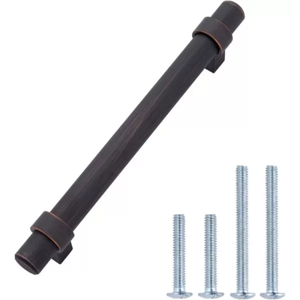 Amazon Basics Straight Bar Cabinet Handle 663inch Length 5inch Hole Center Flat Black 10PackOil Rubbed Bronze Standard Packaging