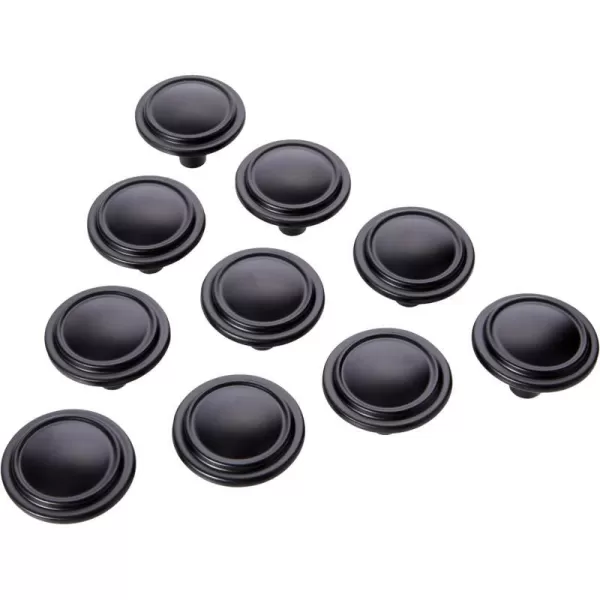 Amazon Basics Straight Top Ring Cabinet Knob 125inch Diameter Oil Rubbed Bronze 25PackFlat Black 10 Pack