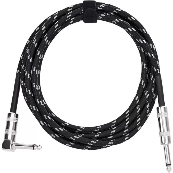 Amazon Basics TS 14 Inch Tweed Cloth Jacket RightAngle Instrument Cable for Electric Guitar 10 Foot Yellow amp BrownBlack amp Gray 10 Foot RightAngle
