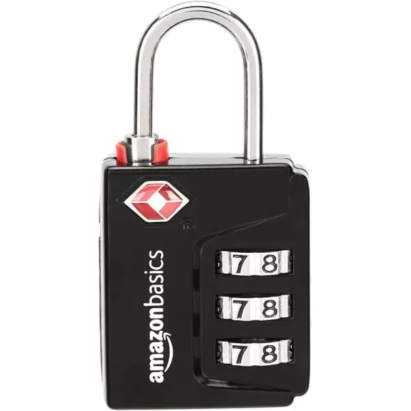 Amazon Basics TSA Accepted Cable 3Digit Combination Lock Black 2Pack6 Pack 3Digit Combination Lock with Search Alert