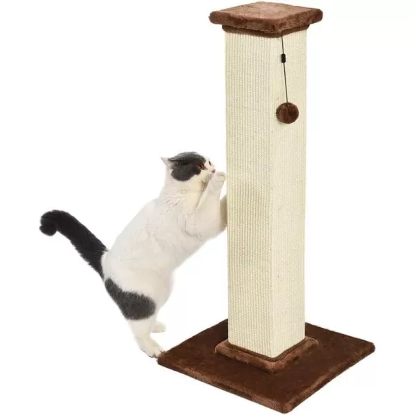 Amazon Basics Tall Cat Scratching Post with Jute Fiber and Brown Carpet Large 1575 L x 1575 W x 3543 HBrown Carpet Premium Scratching Post