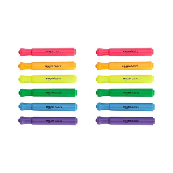Amazon Basics Tank Style Highlighters  Chisel Tip Assorted Colors 12PackAssorted