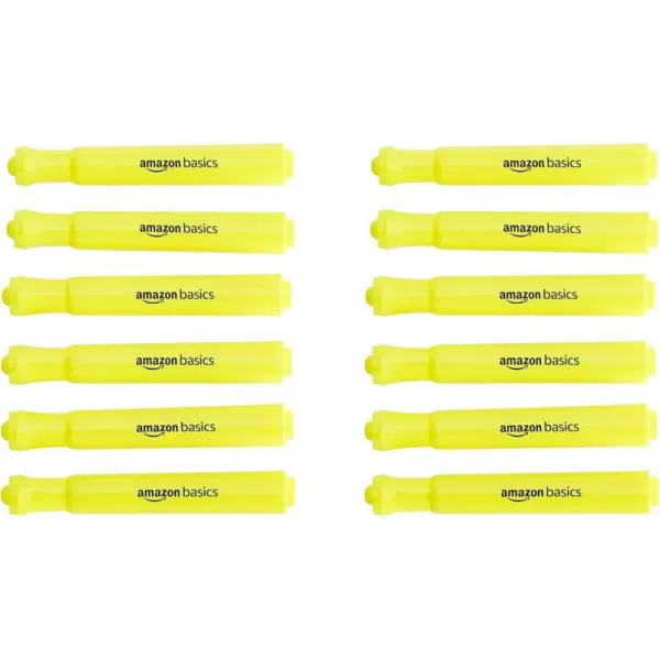 Amazon Basics Tank Style Highlighters  Chisel Tip Assorted Colors 12PackYellow