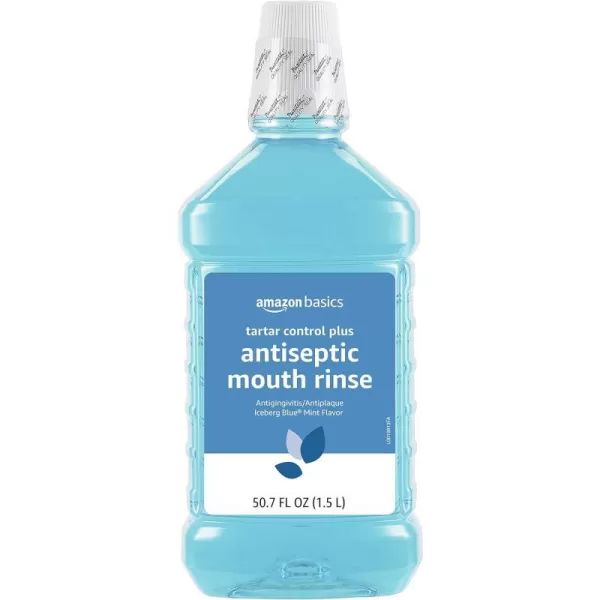 Amazon Basics Tartar Control Plus Antiseptic Mouth Rinse Iceberg Blue Mint 15 Liters 507 Fluid Ounces 1Pack Previously Solimo507 Fl Oz Pack of 1