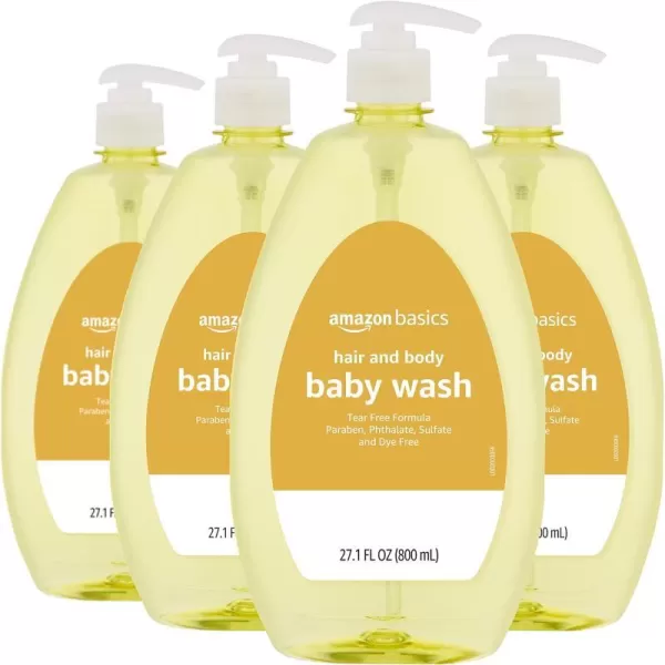 Amazon Basics TearFree Baby Hair and Body Wash 271 Fluid Ounce Lightly Scented 4Pack Previously Solimo271 Fl Oz Pack of 4
