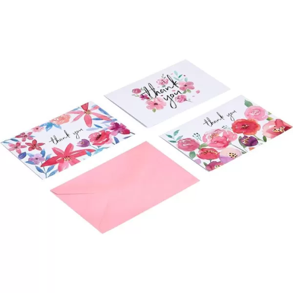 Amazon Basics Thank You Cards and Envelopes 48 Count Black and WhiteFloral