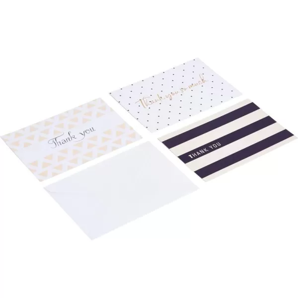 Amazon Basics Thank You Cards and Envelopes 48 Count Black and WhitePolka Dot and Stripe
