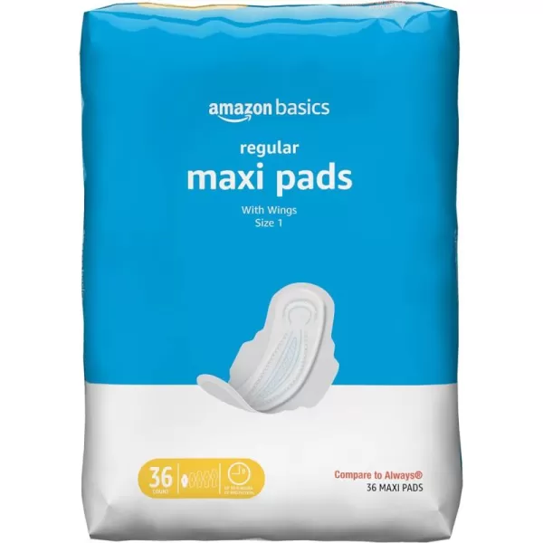 Amazon Basics Thick Maxi Pads with FlexiWings for Periods Extra Heavy Overnight Absorbency Unscented Size 5 20 Count 1 Pack Previously SolimoSize 1