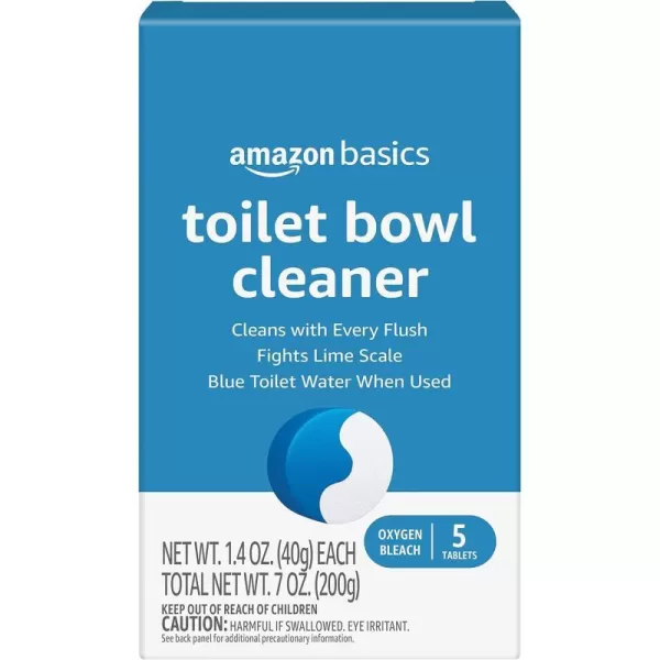 Amazon Basics Toilet Bowl Cleaner Blue Tablets with Oxygen Bleach Unscented 5 Count Pack of 1Amazon Basics Toilet Bowl Cleaner Blue Tablets with Oxygen Bleach Unscented 5 Count Pack of 1