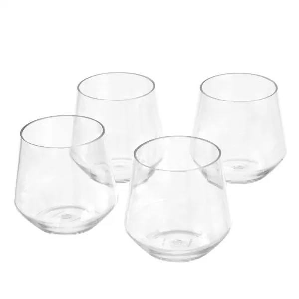 Amazon Basics Tritan BPAFree Plastic Stemless Wine Glass 14Ounce Clear  Set of 414 Oz Stemless Wine Glasses Wine Glass