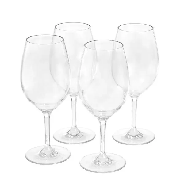 Amazon Basics Tritan BPAFree Plastic Stemless Wine Glass 14Ounce Clear  Set of 420 Oz Wine Glasses Wine Glass