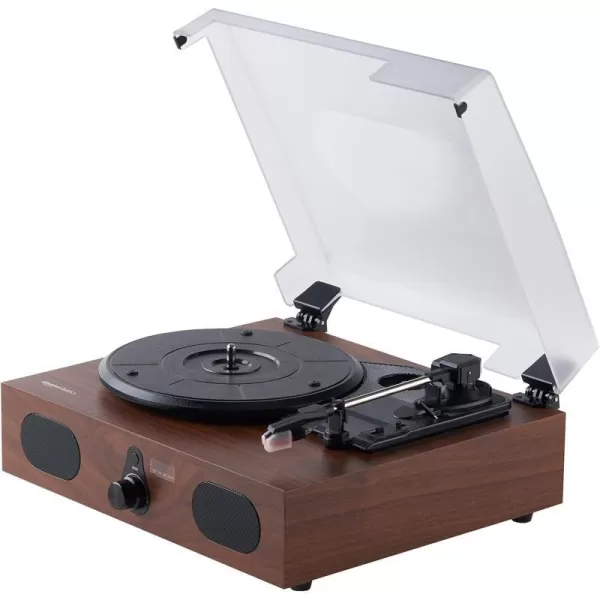 Amazon Basics Turntable Record Player with Builtin Speakers and Bluetooth Suitcase BlackDesktop  Black
