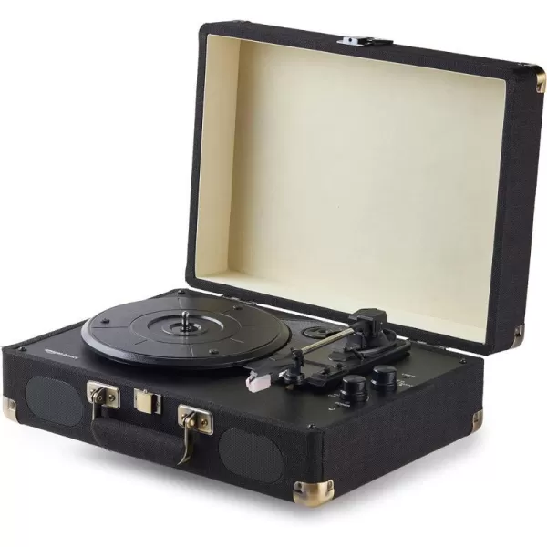 Amazon Basics Turntable Record Player with Builtin Speakers and Bluetooth Suitcase BlackSuitcase  Black