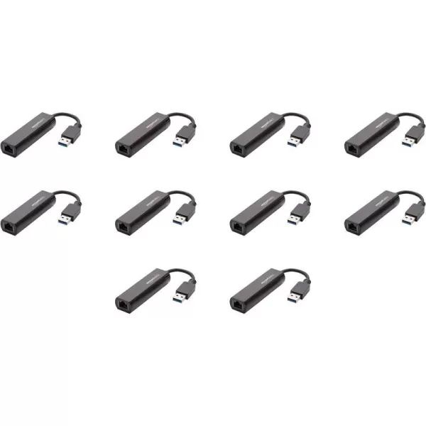 Amazon Basics USB 30 to 101001000 Gigabit Ethernet Internet Adapter Black10Pack