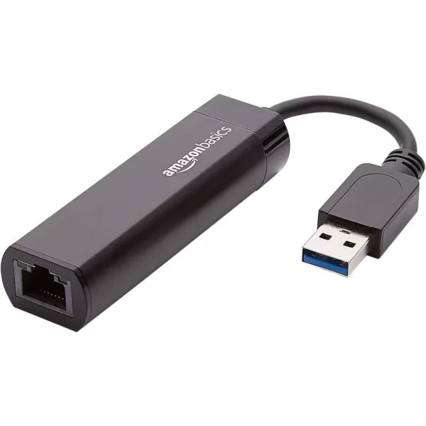 Amazon Basics USB 30 to 101001000 Gigabit Ethernet Internet Adapter Black1Pack