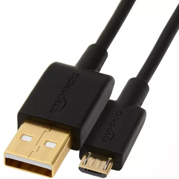 Amazon Basics USBA to Micro USB Fast Charging Cable 480Mbps Transfer Speed with GoldPlated Plugs USB 20 3 Foot Black10 Feet 1 Pack