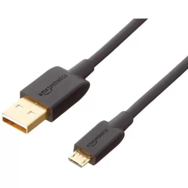 Amazon Basics USBA to Micro USB Fast Charging Cable 480Mbps Transfer Speed with GoldPlated Plugs USB 20 3 Foot Black10 Feet 5Pack