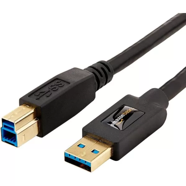 Amazon Basics USBA to USBB 30 Cable 48Gbps HighSpeed with GoldPlated Plugs 6 Foot Black3 Feet 1Pack