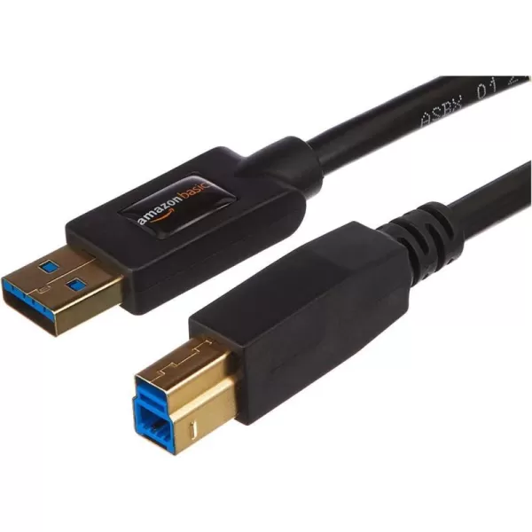 Amazon Basics USBA to USBB 30 Cable 48Gbps HighSpeed with GoldPlated Plugs 6 Foot Black6 Feet 1Pack