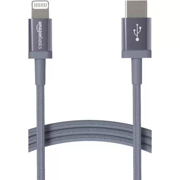 Amazon Basics USBC to Lightning Charger Cable Nylon Braided Cord MFi Certified Charger for Apple iPhone 14 13 12 11 X Xs Pro Pro Max Plus iPad 6 Foot Dark GrayDark Gray 6 ft