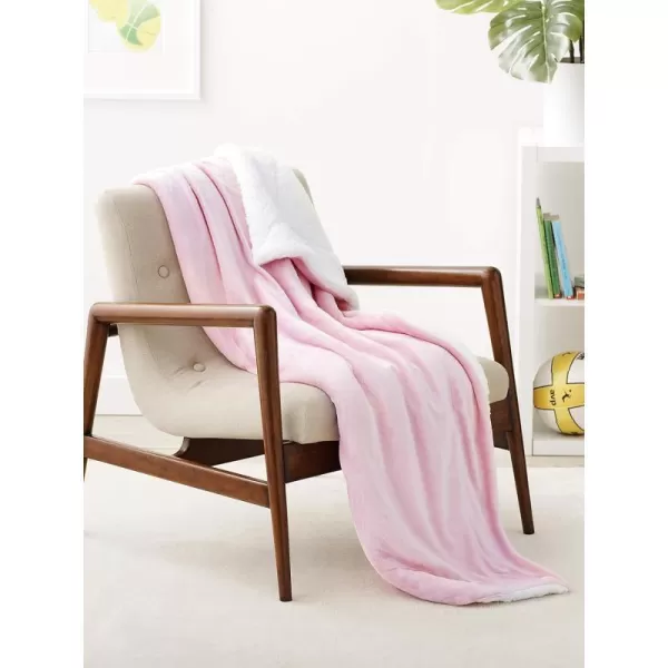 Amazon Basics UltraSoft Micromink Sherpa Blanket Throw CharcoalThrow Bubblegum Pink