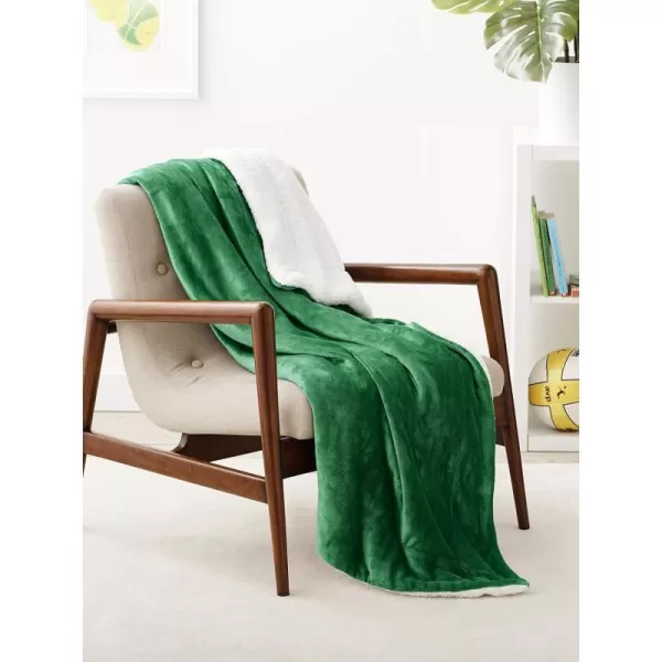 Amazon Basics UltraSoft Micromink Sherpa Blanket Throw CharcoalThrow Grass Green