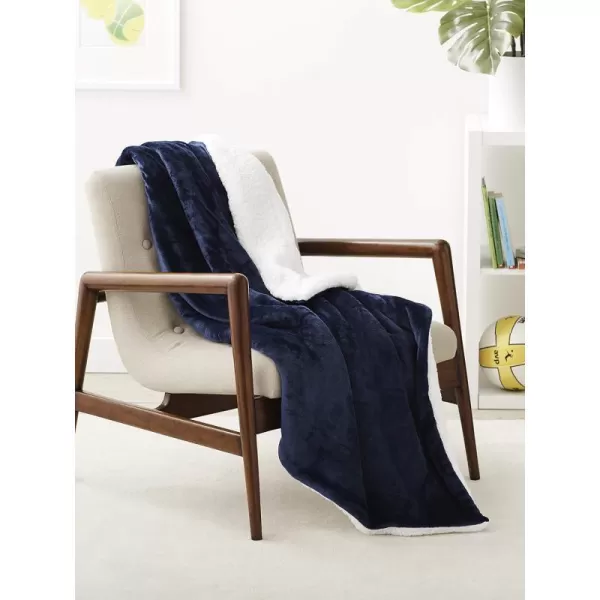 Amazon Basics UltraSoft Micromink Sherpa Blanket Throw CharcoalThrow Midnight Blue