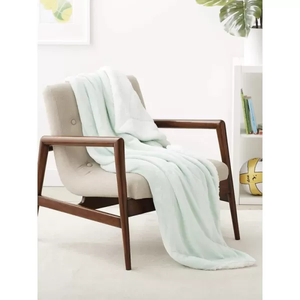 Amazon Basics UltraSoft Micromink Sherpa Blanket Throw CharcoalThrow Mountain Mint Green