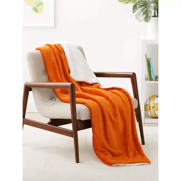 Amazon Basics UltraSoft Micromink Sherpa Blanket Throw CharcoalThrow Oh So Orange