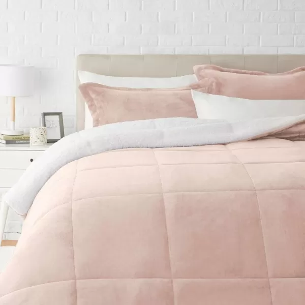 Amazon Basics UltraSoft Micromink Sherpa Comforter 3Piece Bedding Set FullQueen CharcoalBlush King