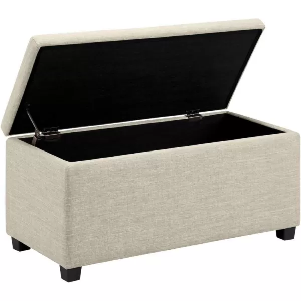 Amazon Basics Upholstered Rectangular Storage Ottoman and Entryway Bench 355W x 165D x 17H Light GrayBeige
