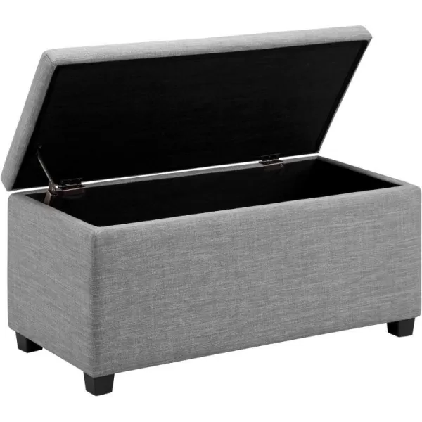 Amazon Basics Upholstered Rectangular Storage Ottoman and Entryway Bench 355W x 165D x 17H Light GrayLight Gray