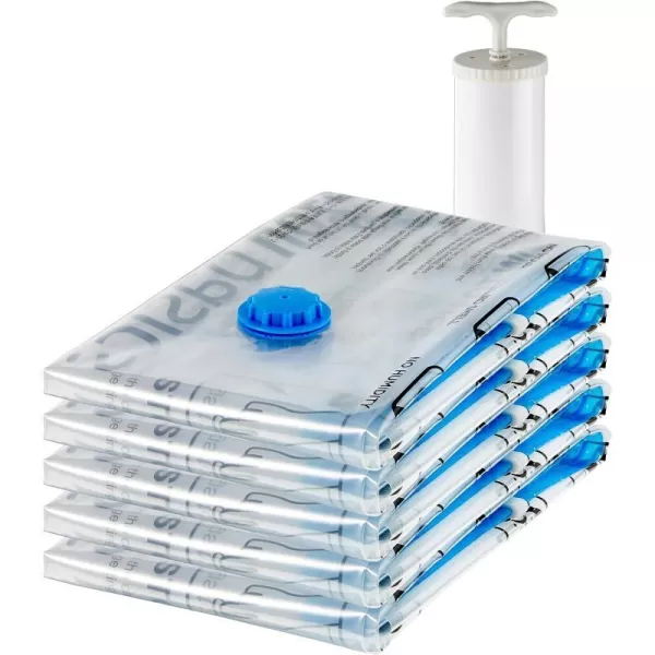 Amazon Basics Vacuum Compression Storage Bags with Hand Pump Multiple Pack of 12 3 Jumbo 3 Large 3 Medium 3 Small ClearLarge 5Pack