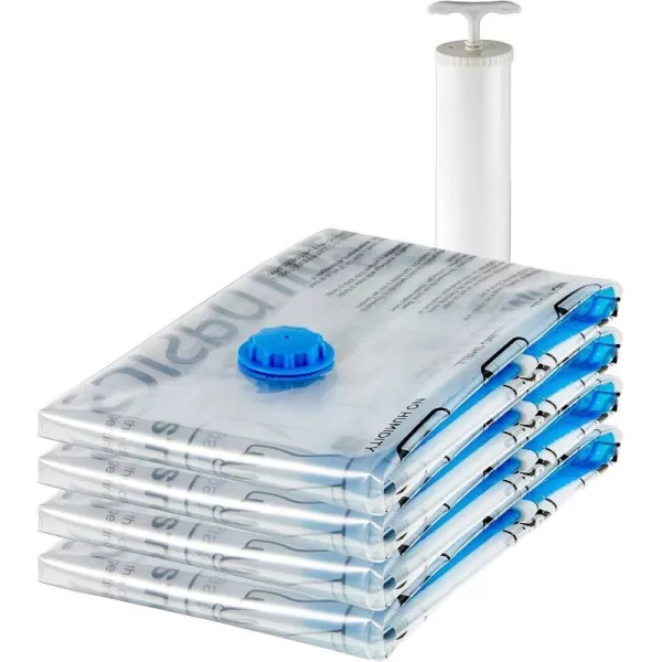 Amazon Basics Vacuum Compression Storage Bags with Hand Pump Multiple Pack of 12 3 Jumbo 3 Large 3 Medium 3 Small ClearXJumbo 4Pack