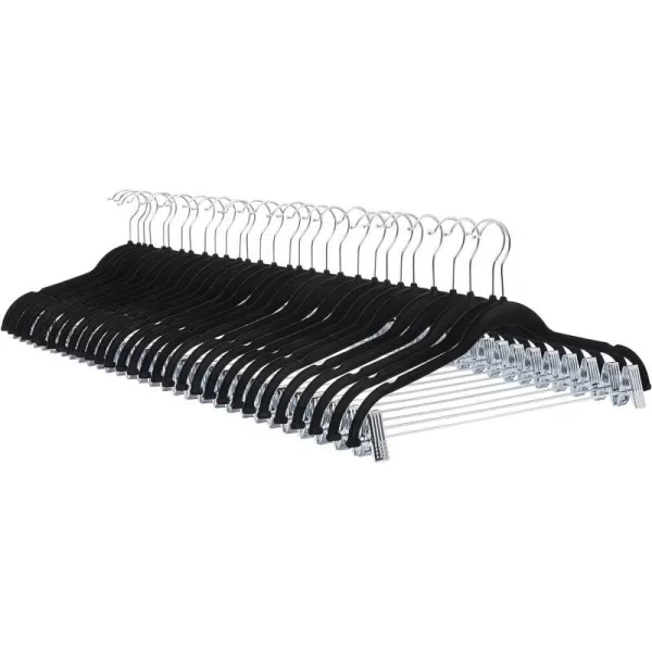 Amazon Basics Velvet NonSlip Skirt Clothes Hangers with Clips Pack of 50 BlackSilverPack of 24 BlackSilver