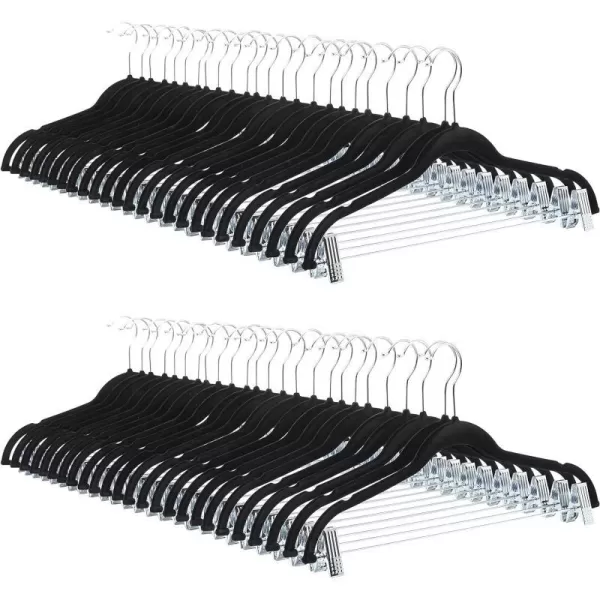 Amazon Basics Velvet NonSlip Skirt Clothes Hangers with Clips Pack of 50 BlackSilverPack of 50 BlackSilver