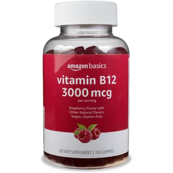 Amazon Basics Vitamin B12 3000 mcg Gummies Normal Energy Production and Metabolism Immune System Support Raspberry 200 Count 2 Packs of 100 2 per serving100 Count Pack of 2