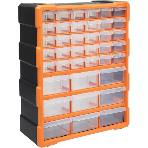 Amazon Basics Wall Mount Hardware and Craft Storage Cabinet Drawer Organizer 39 Drawers Black Orange 6 D x 145 W x 18 HAmazon Basics Wall Mount Hardware and Craft Storage Cabinet Drawer Organizer 39 Drawers Black Orange 6 D x 145 W x 18 H