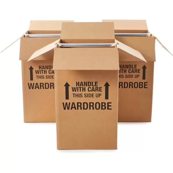Amazon Basics Wardrobe Clothing Moving Boxes with Bar 6 Pack Brown 20 x 20 x 3420 x 20 x 343Pack