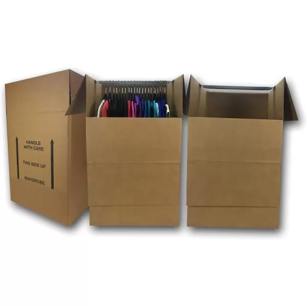 Amazon Basics Wardrobe Clothing Moving Boxes with Bar 6 Pack Brown 20 x 20 x 3424 x 24 x 403Pack