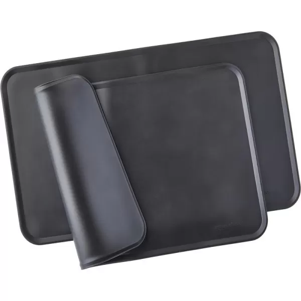 Amazon Basics Waterproof AntiSlip Silicone Pet Food and Water Bowl Mat Solid 185 x 115 Inches BlackBlack 185 x 11 2Pack