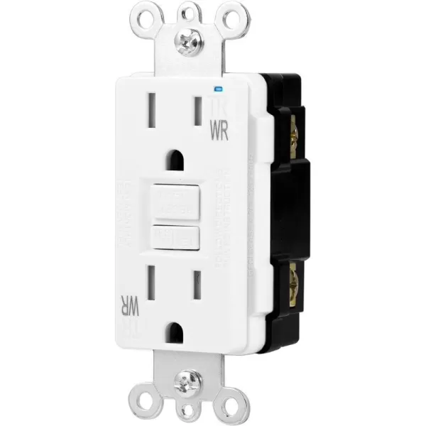 Amazon Basics WeatherResistant GFCI Receptacle with LED Indicator 15 AmpWhite 15 Amp